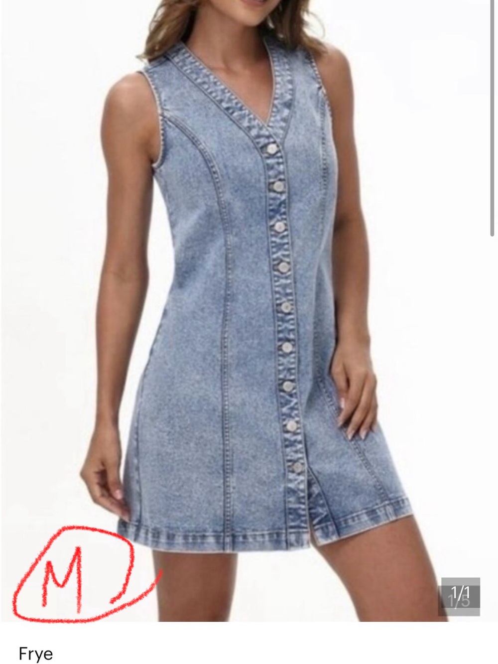 Frye Light Blue Sleeveless Denim Button-Up Mini Dress